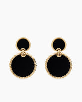 DY Elements® Double Drop Earrings in 18K Yellow Gold with Black Onyx, 33mm